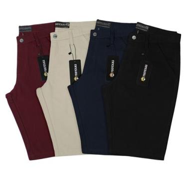 Imagem de Kit 4 Bermuda Masculina Sarja Casual Revenda Atacado - Tootexas, Vinho