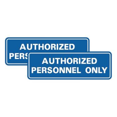 Imagem de Placa de parede ou porta padrão AUTORIZADA SOMENTE PESSOAL - Sinalização de conformidade - Controle de acesso seguro - fácil instalação - Azul - Grande (pacote com 2)