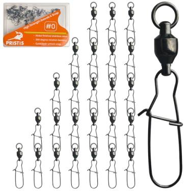 Imagem de Pristis Pacote com 25 encaixes e giratórios de pesca de alta resistência, rolamento de esferas gira com encaixe coastlock, conector de resistência à corrosão de água salgada, equipamento terminal de