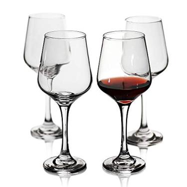 Imagem de LFLYCIAL Conjunto de 4 taças de vinho, taças de vinho tinto duráveis para Bordeaux/Cabernet, taça de vinho branco resistente a espessura para inauguração de casa, casamento, aniversário, 425 g