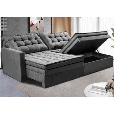 Imagem de Sofá Sem Caixa Retrátil Baú 1,80m Cama inBox Secret. Suede Velusoft