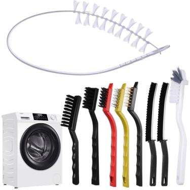 Imagem de Lasnten Conjunto de 9 escovas multifuncionais de limpeza de fendas, 8 escovas de cerdas duras e 1 escova de limpeza de roupa de tambor para limpeza profunda, cozinha, banheiro, argamassa, cantos