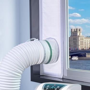 Imagem de LOVIGA Kit de ventilação de janela CA portátil, kit de vedação de janela 100% para ar condicionado portátil, unidade AC, secadora, comprimento ajustável, 22 x 101 cm, impermeável, sem perfuração