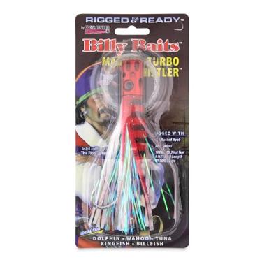 Imagem de Billy Baits, Magnum Turbo Whistler Rigged & Ready, saia vermelha/pérola/pérola, cabeça de 59 g, gancho Mustad 7/0, giratório AFW, linha mono Grand Slam de 45 kg, 1,8 m