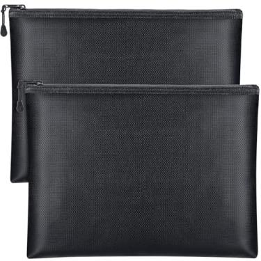 Imagem de Epakh Pacote com 2 sacos de documentos à prova de fogo 33,4 x 23,5 cm à prova d'água e à prova de fogo, porta-documentos com zíper à prova de fogo, bolsa de armazenamento segura para documentos A4