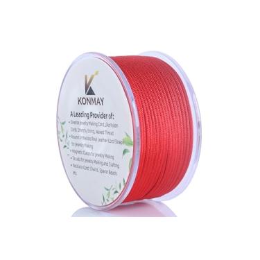 Imagem de KONMAY Fio De Nylon Vermelho 1,5 Mm Com Estojo Para Pulseiras, Cordão Cetim Trançado 53 Jardas Fabricação Joias, Miçangas, Nós Chineses, Kumihimo, Macramê