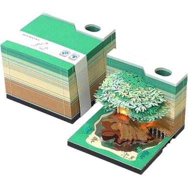 Imagem de Calendário 3d 2025 - Casa Na Árvore, Bloco De Notas 3d Artsy Pads Calendário De Tempo 2025 Livro De Notas Rasgado à Mão Modelo De Escultura De Papel Ornamentos Criativos, Green