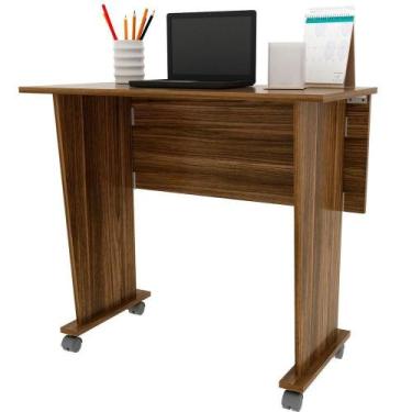 Imagem de Mesa Escrivaninha Dobrável Com Rodízio Nogal - TECNOMÓBILI