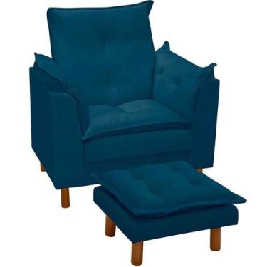 Imagem de Poltrona De Amamentação Com Puff Veludo Azul Marinho - Casa Chick - Ri