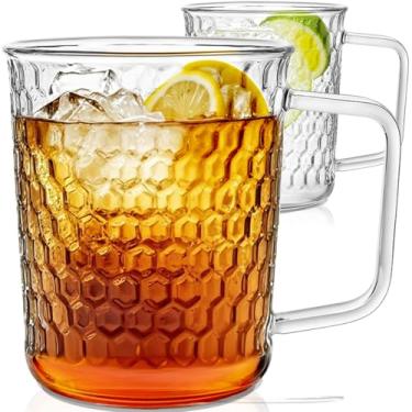 Imagem de Aquach Copos de café de vidro de 590 ml, canecas de chá transparentes com alça, para micro-ondas e lava-louças, canecas de bebida para escritório em casa, perfeitas para bebidas quentes e frias de