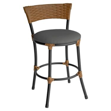 Imagem de Banqueta Baixa Pisa em Aço e Estofado para Cozinha e Balcão