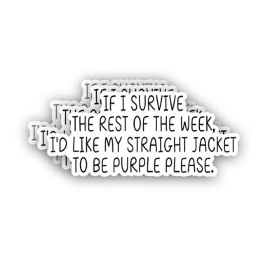 Imagem de (3 peças) If I Survive The Rest of The Week I'd Like My Straight Jacket to Be Purple Please Sticker Funny Sarcastic Sayings Humorístico Citação Vinil Decalque para Laptop Kindle Garrafas de Água