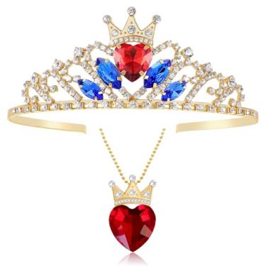 Imagem de Botrinal Queen of Heart Crown & Necklace Evie Descendant 3 Crown Halloween Costume Headdress Evie Gold Tiara for Women