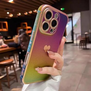 Imagem de Capa protetora de câmera fosca de silicone com revestimento em forma de coração a laser Aurora (para iPhone 13 Pro Max/roxo profundo)