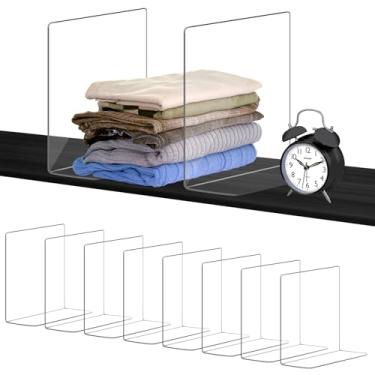 Imagem de OKPOW Divisórias de prateleira de acrílico para organização de armário: 30,5 cm de altura x 25,4 cm de profundidade durável pacote com 8 separadores de prateleiras transparentes para organizador de