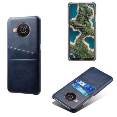 Imagem de Capas Compatível com Nokia X20,Caso de couro PU-Tampa de telefone a prova de choque com 2 slots de cartão,Proteção anti-impressão digital e anti-gota-Blue
