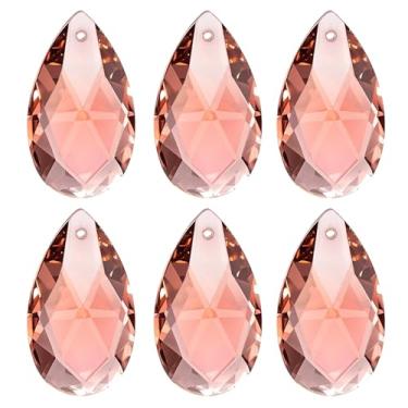 Imagem de PATIKIL Pingentes de cristal K9, contas de gota, pacote com 6 peças de prismas de lustre de 38 mm, contas penduradas, lâmpada DIY para decoração de artesanato, vermelho claro