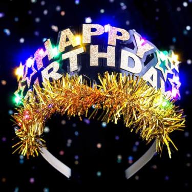 Imagem de Acenail Light up Birthday Headband Flashing Happy Birthday Crown Tiara Glow LED Birthdays Hair Accessories for Women (Gold, 7.1 * 6.7 '')