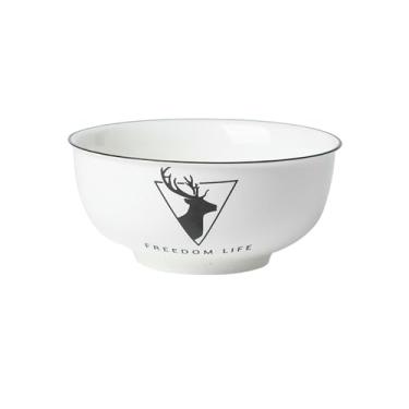 Imagem de Pratos práticos requintados de alta temperatura esmaltados para uso doméstico nórdico - tigela de 15 cm [veado preto]