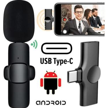 Imagem de Microfone Lapela Sem Fio Usb Type C Wireless Gravar Vídeo No - Leffa S