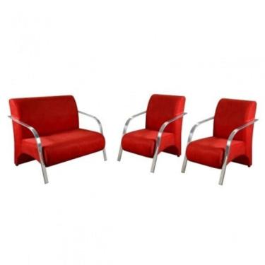 Imagem de Conjunto Poltronas Venus Braços em Alumínio 1 Namoradeira 2 de um Lugar Suede 