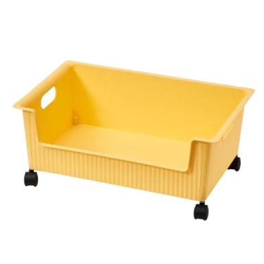 Imagem de AFXGUSD Organizador de Caixa de Armazenamento com Rodas Removíveis, Organizador de Mesa Móvel, Caixa de Arquivo para Armário de Roupas, Armário de Quarto, Amarelo