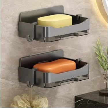 Imagem de Vittak Kit 2 Porta Sabonete Duplo Saboneteira de Parede Fixação Adesiva Metal Preto