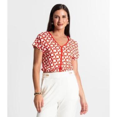Imagem de Blusa Feminina Manga Curta Rovitex Laranja-Feminino