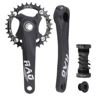 Imagem de Manivela de bicicleta - Pedaleira de ciclismo integrada oca de 170 mm | Roda dentada leve de liga de alumínio, anel de corrente estreito e largo para andar de bicicleta de montanha