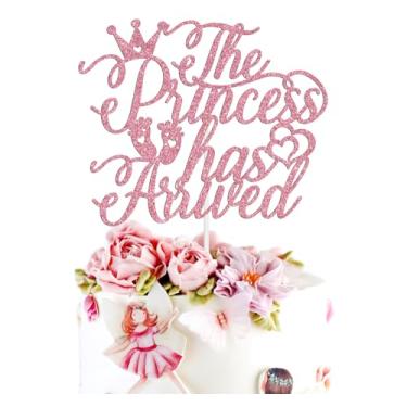 Imagem de The Princess Has Arrived Cake Topper, Welcome Baby Girl Cake Decor, Princess First Birthday Gender Reveal Baby Shower New Born Party Decorations Supplies for Her