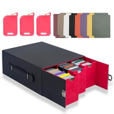 Imagem de Viyohoh Trading Cards Storage Box, Portable Handle 1800+ MTG Deck Box with Lock Buckle, Removable Card Organizer Case for TCG/CCG Baseball Sport Playing Game Cards(Black&Red)