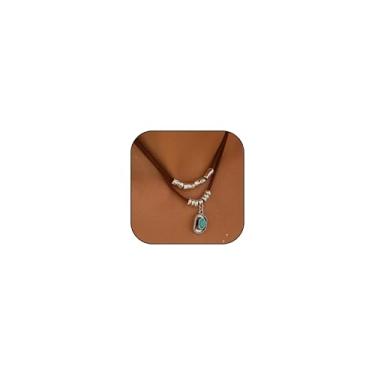 Imagem de IQPDYV Colar de cowgirl ocidental feminino em camadas turquesa estrela cowboy chapéu colar boho country concerto colar moderno joias ocidentais presentes, Large, Metal, Sem Pedra Preciosa