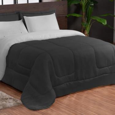 Imagem de Kit Edredom Casal 3 Peças Dupla Face com Fronhas – Macio e Econômico para o Frio(EU TE AMO PRETO CINZA)