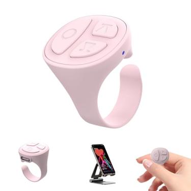 Imagem de SOFAMIRI TikTok Anel de rolagem Bluetooth Câmera Controle Remoto para iPhone iPad Android Ebook Reading Anel de rolagem para iPhone TikTok (Anel Único Rosa)