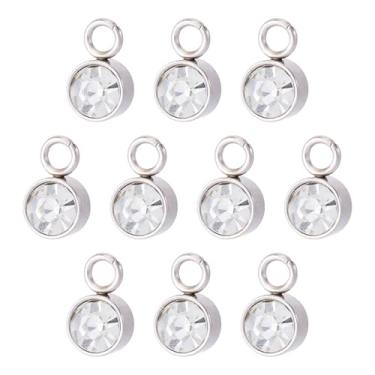 Imagem de Spritewelry Berloques de pedra do mês de nascimento de vidro com strass redondo, 10 peças, berloques de pedra de nascimento de cristal para fabricação de joias, colar, brinco