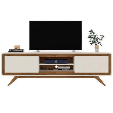 Imagem de Rack Channel 220cm para TV até 65 Polegadas 2 Portas Fabrimóveis Cor Off White Nature
