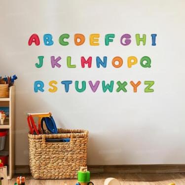 Imagem de Adesivo de Parede Alfabeto Infantil Educativo Lavável Seguro Fácil Aplicação Ideal Para Escola Quarto Brinquedoteca Sala Aula