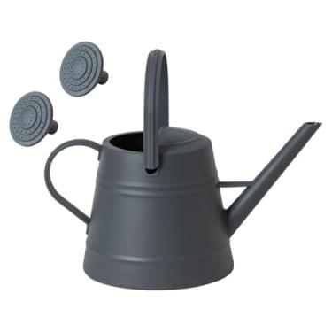 Imagem de KiBcsLic Regador de 3,8 L com 2 bicos removíveis, prático, criativo e leve para áreas externas, plantas, casa, flores, jardinagem, cuidados com o gramado, Cinza Escuro