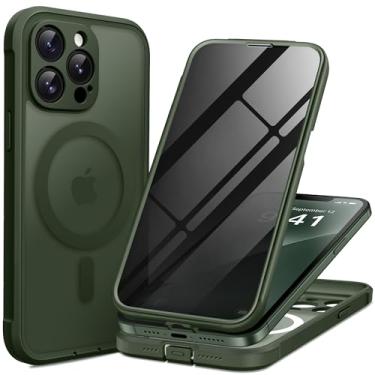 Imagem de BERFY Capa para iPhone 13 Pro Max, compatível com MagSafe, protetor de tela de privacidade integrado e proteção da câmera, capa de telefone fosca à prova de choque para 13 Pro Max de 6,7 polegadas
