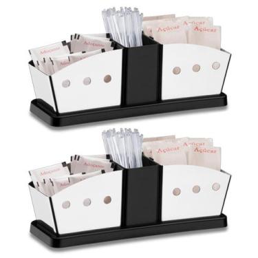 Imagem de Kit 2 Suporte Porta Saches Inox Cafe Açucar Restaurante - Livon