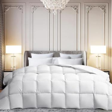 Imagem de Martha Stewart Edredom de pluma de ganso branco extra quente - enchimento de edredom queen size, tecido silencioso com 1,984 g preenchido com nuvem de luxo com 8 laços de canto, branco 229 x 229 cm