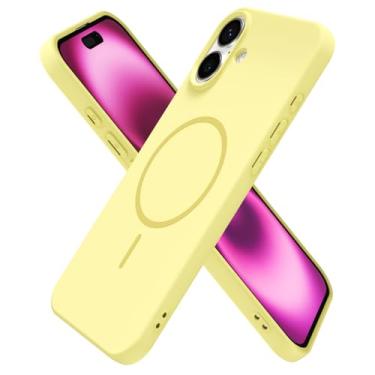 Imagem de oakxco Capa de silicone para iPhone 16 Plus, capa magnética fina e fina compatível com carregamento sem fio Magsafe, capa de gel de borracha macia estética feminina fofa para mulheres e meninas