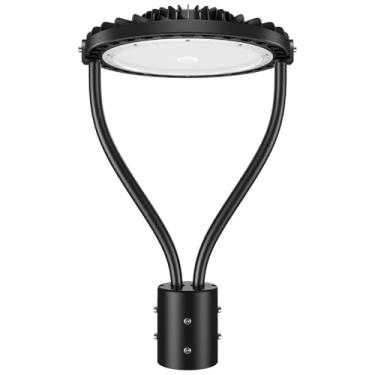 Imagem de Luz de LED para poste superior 150W, luz de área circular LED 21000Lm 5000K luz LED para estacionamento, luminária de poste externa para iluminação de rua de jardim e quintal