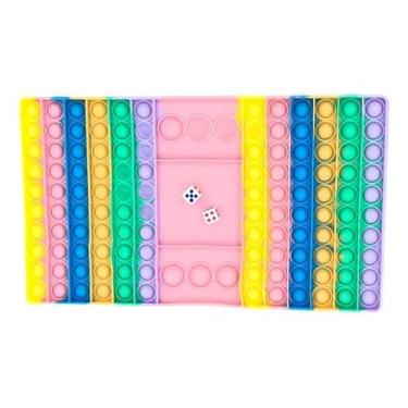 Imagem de Pop it Fidget Toys rosa Brinquedo Anti Stress Sensorial Colorido Tabuleiro Jogo Com Dados