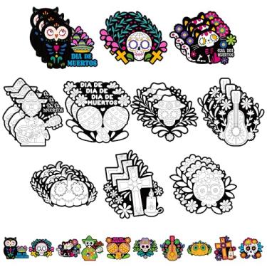 Imagem de Day of the Dead Coloring Arts Crafts Kit - 30Pcs Mexico Theme Color Your Own Magnets for Kids Mexican Fiesta Blank DIY Coloring Magnets for Party Fridge Refrigerator School Classroom Activities Decor