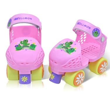Imagem de WELLWON Patins de patins para crianças de 2 a 5 anos, patins ajustáveis para meninas e meninos, crianças iniciantes patins quad-style 4 rodas para crianças