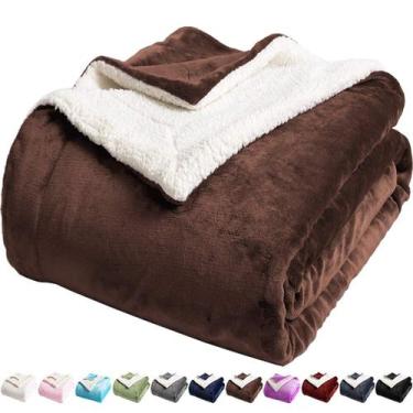 Imagem de Cobertor LBRO2M Sherpa Fleece Twin Size, marrom supermacio