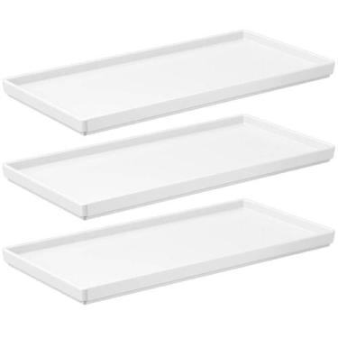 Imagem de Jogo 3 Pratos 27x13cm Brancos Uno Coza Plástico Servir Bandejas Decora