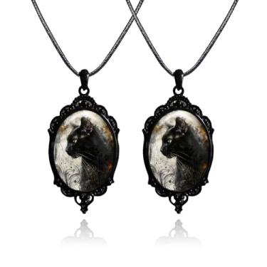 Imagem de WCRAZYE Colar gótico de Halloween para mulheres e homens - pingente de bruxa misteriosa, colar de morcego, árvore da vida gótica, pingente de corvo preto - acessórios joias presentes, Large, Zinco