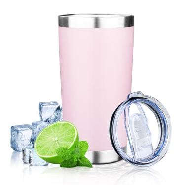 Imagem de FLIFQI FristChoice Copo de 590 ml com tampa Caneca de café de viagem com isolamento a vácuo de parede dupla copo térmico de aço inoxidável revestido em pó copo de café resistente a granel para bebidas